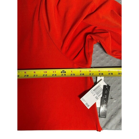 Grace Tunic Plus 3X Red A Line Stretch Knit Long Sleeve Scoop Neck Officecore - Picture 4 of 6